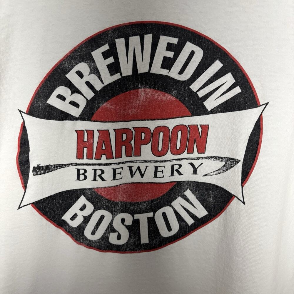 Vintage Y2K Harpoon Brewery Boston MA Beer T Shirt XL White 2000’s Drink College